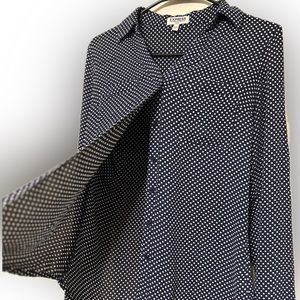 Express Portofino polka dot Navy longsleeve shirt size Small